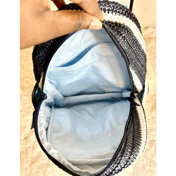 Vera Bradley Straw Mini Backpack in the Anchors Aweigh pattern - Picture 4 of 8